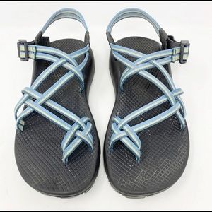 CHACO Women's Sport Sandals Blue/Yellow Size 8